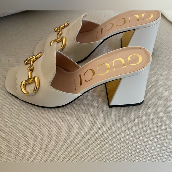 GUCCI HORSEBIT SLIDE SANDALS IN IVORY LEATHER SIZE 38 ITALIAN . - Picture 7 of 14